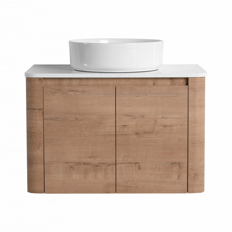 Meuble-lavabo mural avec lavabo d'art en céramique et porte à fermeture en douceur, Blanc