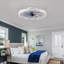Ventilateur de plafond moderne à DEL avec lumière et télécommande, fandelier à anneaux à intensité variable, ventilateur de plafond encastré à profil bas, ventilateur de plafond minimaliste blanc pour la cuisine du salon de la chambre à coucher
