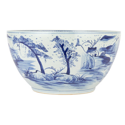 Oriental Landscape Porcelain Planter