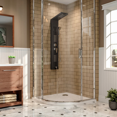 Black digital display shower screen
