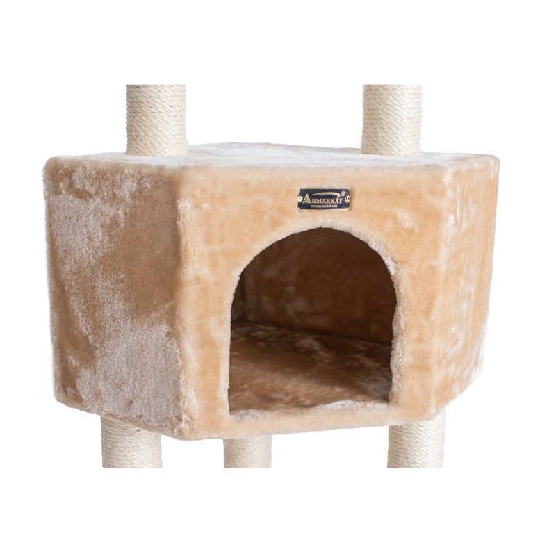 48'' Beige Faux Fur and Sisal Cat Tree Tower