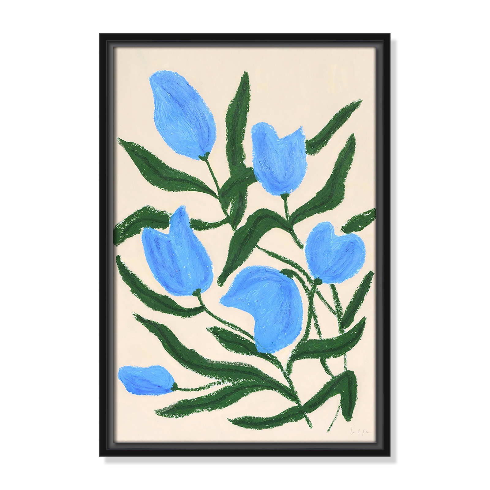 Blue Tulips Print by Camilla Bergqvist, Black, 19.5" H x 13.5" W