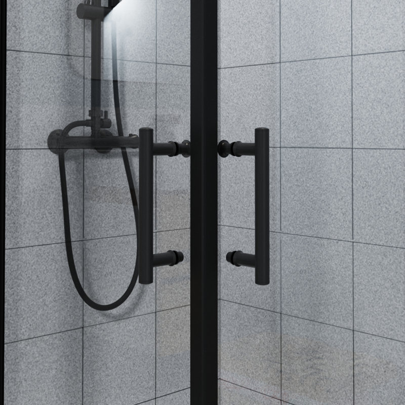 70cm x 70cm x 190cm Corner Entry Shower Enclosure, Black