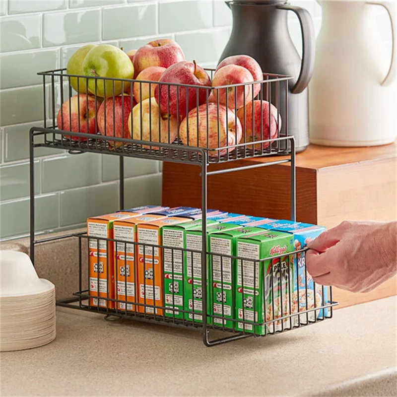 GET WB-309-MG Breeze 13 3/4" X 7 5/16" X 10" Metal Gray Sliding Shelf Baskets WS-375WB309MG