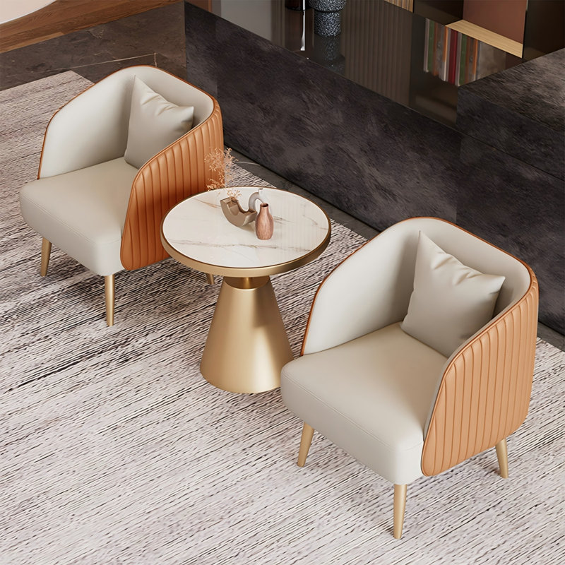 Ensemble de 2 chaises en cuir fritté et cuir beige et technologie beige