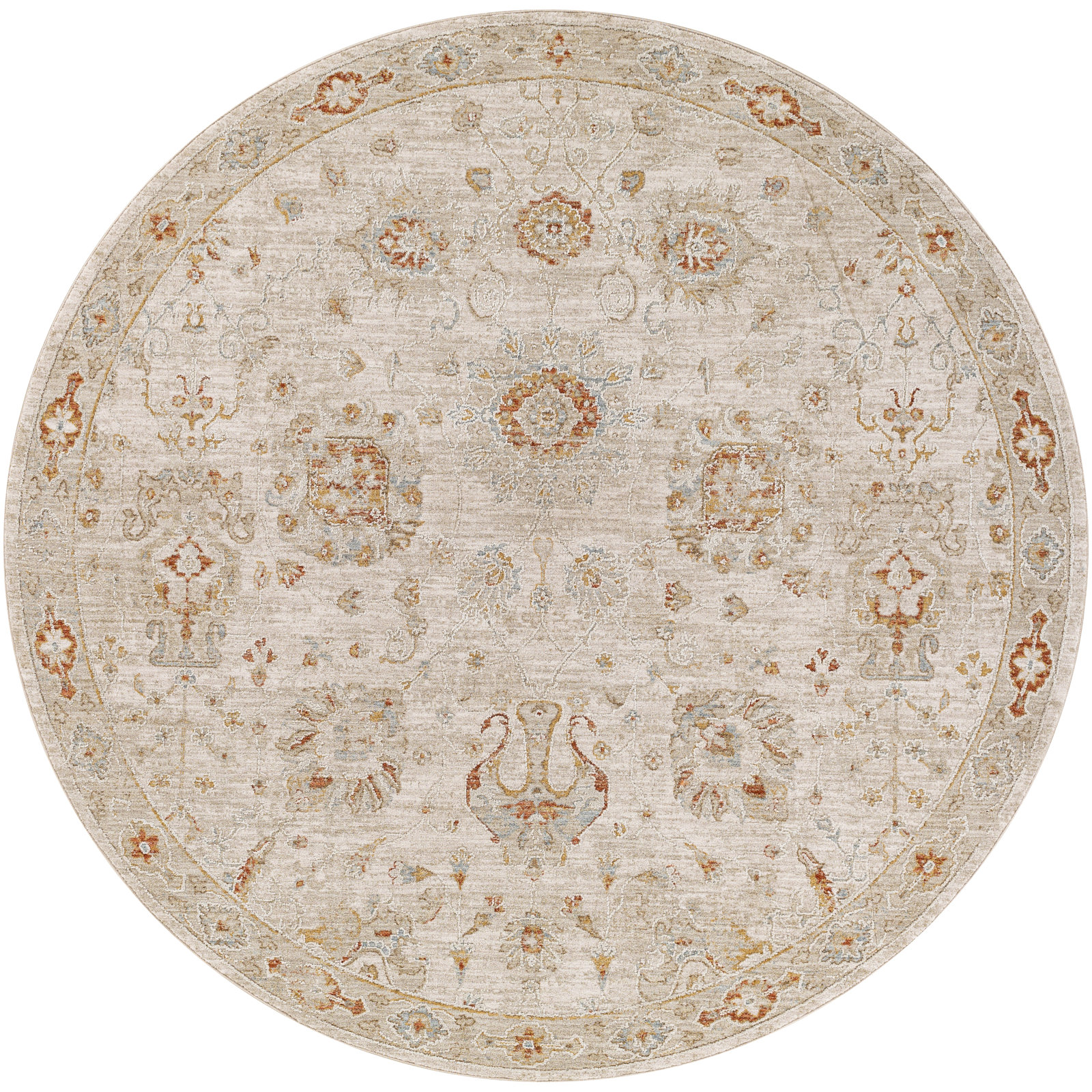 Conlan Beige/Orange/Gray Rug, Round 7'