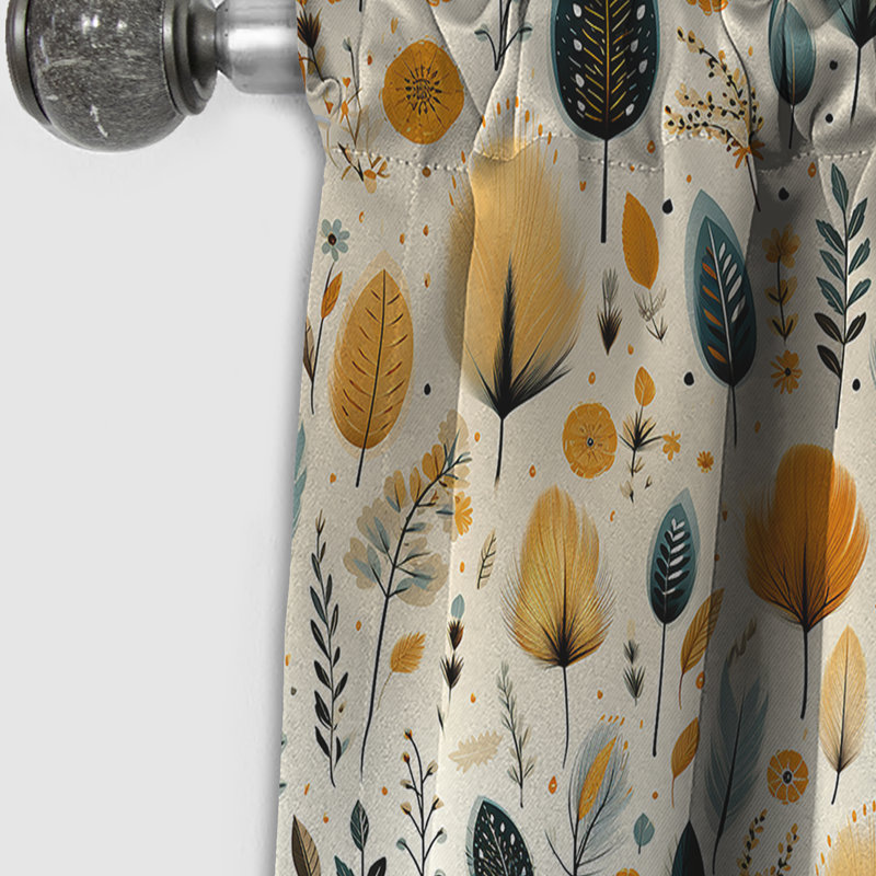Motif boho inspiré de la nature - Rideau floral - Rideau occultant floral - 1 panneau, L 52 po x L 120 po