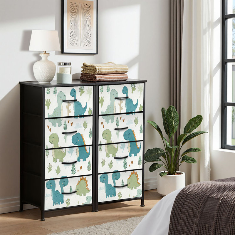 4 Drawer Dresser for Bedroom, Narrow Chest of Drawers, Wooden Top and Study Iron Frame 18"x37.5"-(WxH)