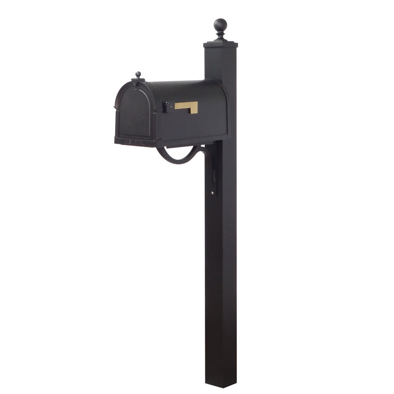 Berkshire Aluminum Post Mounted Mailbox, Black