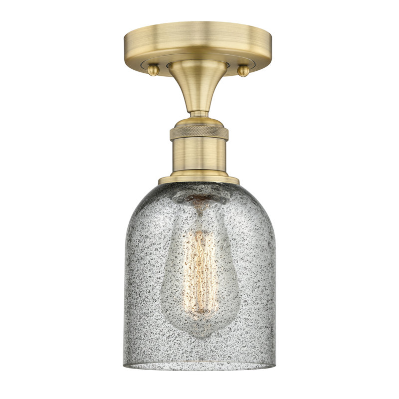 Losurdo Glass Semi Flush Mount, Charcoal, Brushed Brass