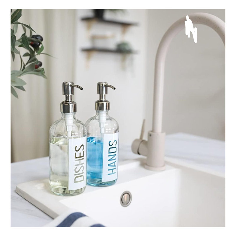 White Glass Soap Dispenser Set 2 Pack