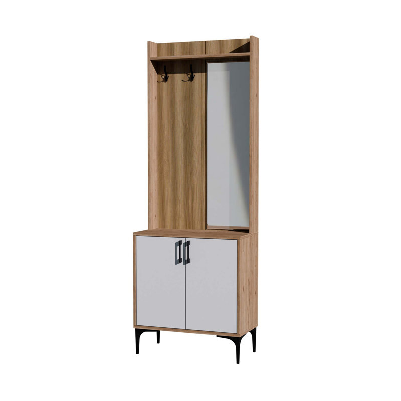 Kaleva Hall Tree 70cm Wide, White/Oak