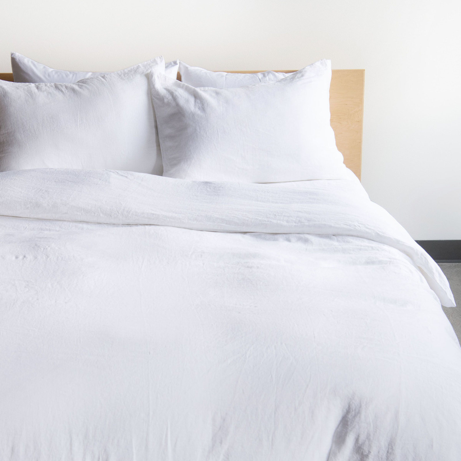 French Linen Duvet Cover Set, King Duvet Cover + 2 King Pillow Shams, White