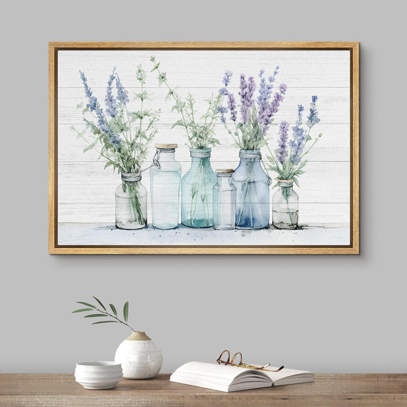 Reproduction botanique moderne sur toile, H 16 po x l 24 po x P 1,5 po, Cadre naturel flottant