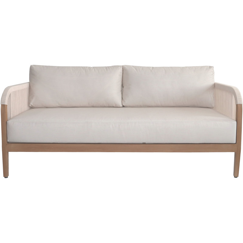Maui 68'' Wide Outdoor Reversible Loveseat with Cushions, Cream