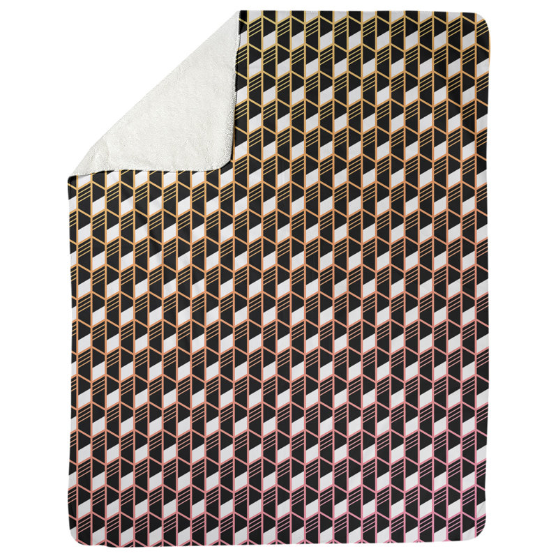 Couverture géométrique Katelyn Elizabeth, l 52,5 po x L 62,5 po, Jaune / Rose