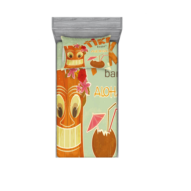 Ensemble de draps Invitation to Tiki Bar, Ensemble de draps pour lit simple avec drap-housse