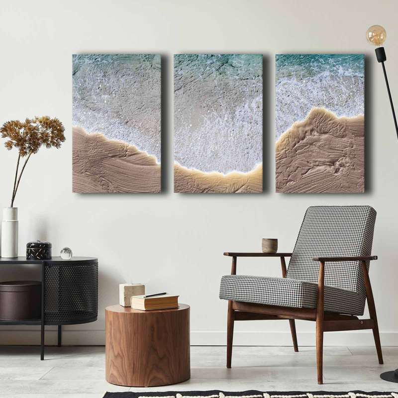 Superbe ensemble de peinture sur toile décorative (3 pièces), 100% toile, taille totale: 57,1 po x 27,6 po | Structure 100% bois de pin, épaisseur: 0,1 pouce | Parfait pour le décor du salon et de la chambre à coucher, des couleurs vives et un design