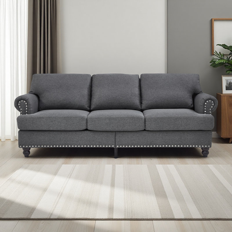 Canapé en tissu rembourré 83 po, Gris