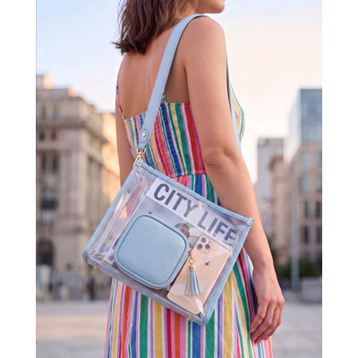 Mini-étui à bijoux de voyage, pochette souple en cuir PU - Bleu poudré