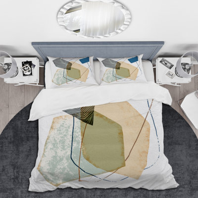 Minimal Geometric Stones II - Ensemble de housse de couette moderne - Microfibre de polyester
