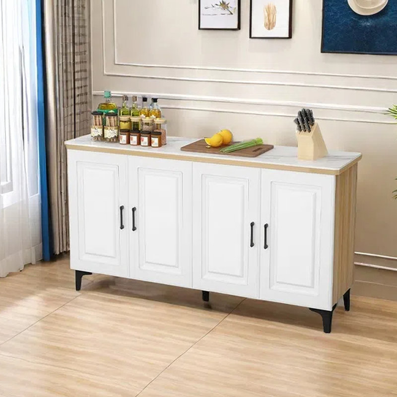 Modern Kitchen Island with Ample Storage and Sleek Design, Textured White