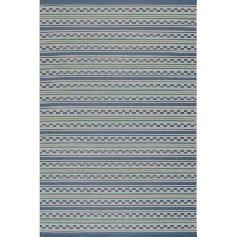 Caldera Modern Checkered Indoor/Outdoor Rug, Blue, Rectangle 10' x 14'