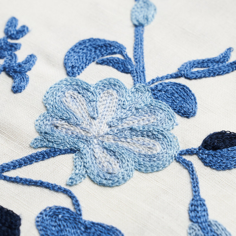 Raleigh Crewel Embroidery Fabric, Cornflower