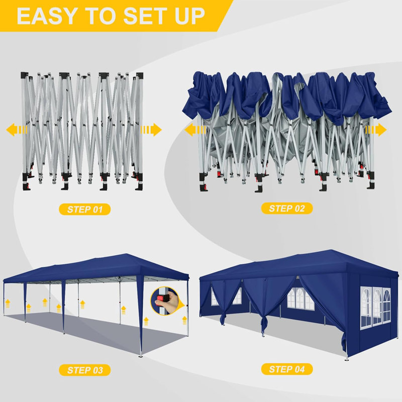 3.5m x 1m Steel Canopy, Dark blue
