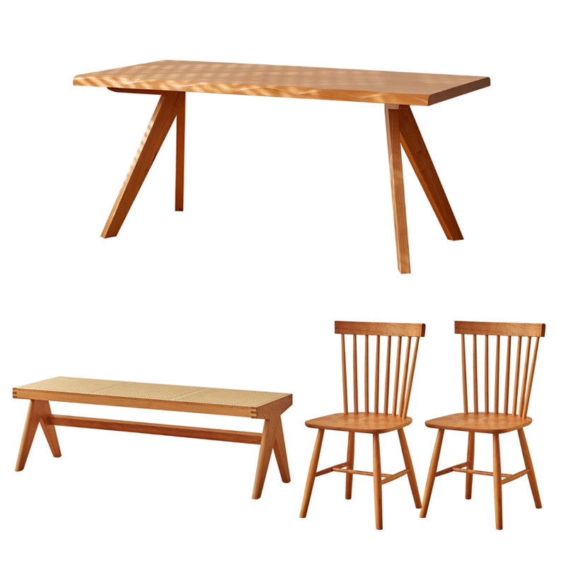Ensemble de table en bois de cerisier Simple Creative, H 29,52 po x L 70,86 po x l 35,43 po