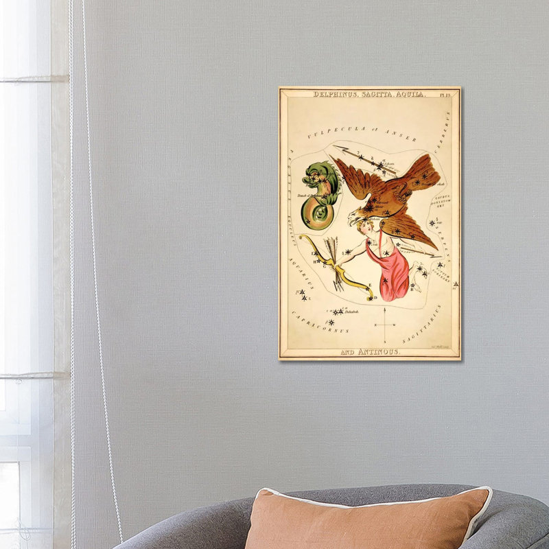 Delphinus, Sagitta, Aquila, And Antinous by Sidney Hall - Wrapped Canvas Gallery-Wrapped Canvas Giclée