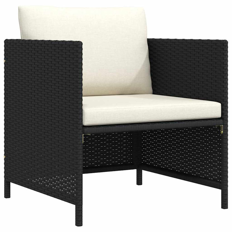 23.6" Wide Wicker Patio Sofa with Cushions, Cream, Black