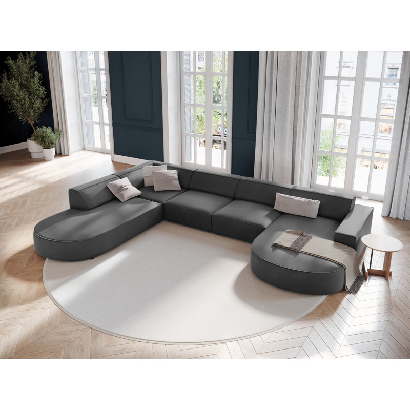 Jodie 7 Seater Corner Sofa, Dark Grey, Left Hand Facing