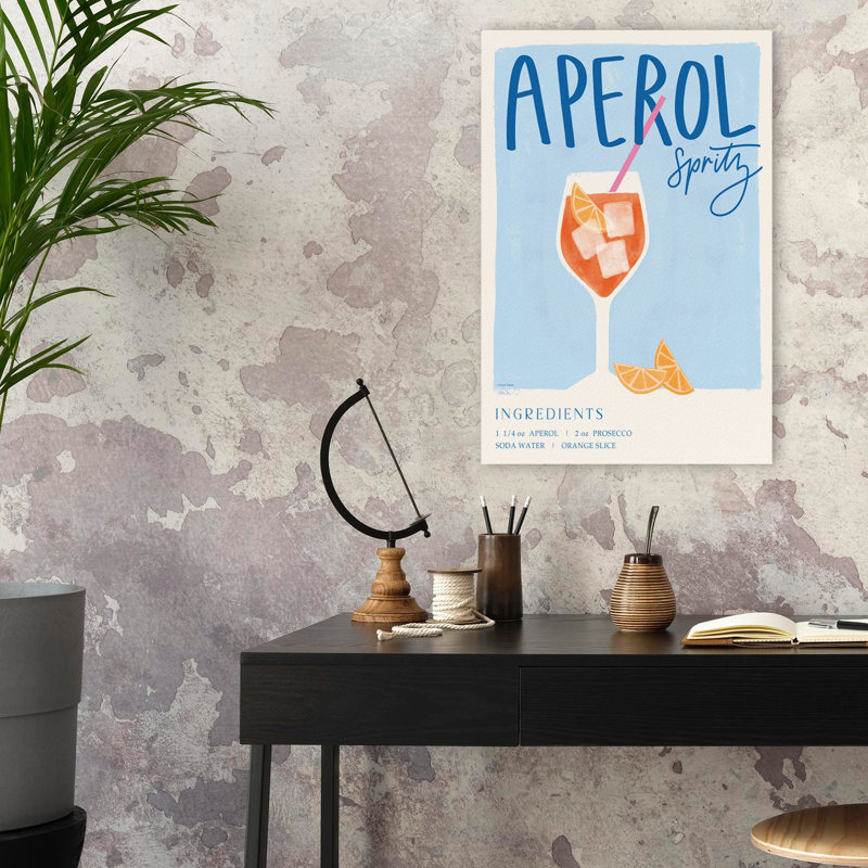 Illustration de cocktail Aperol Spirz - ingrédients de tranches de citron, H 24 po x l 16 po