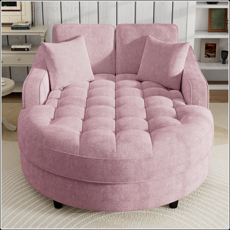 Canapé-lit de 55 po avec siège capitonné et coussins amovibles, Rose