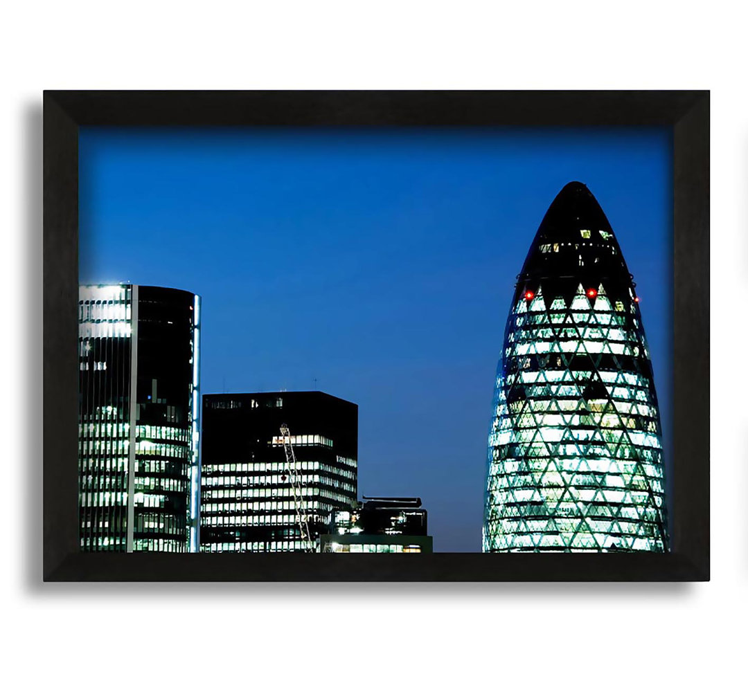 Gerahmtes Leinwandbild London Gherkin Night Lights