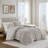 3 Pieces Full/Queen  soft Faux Fur Ribbed Comforter Set,Light Gray