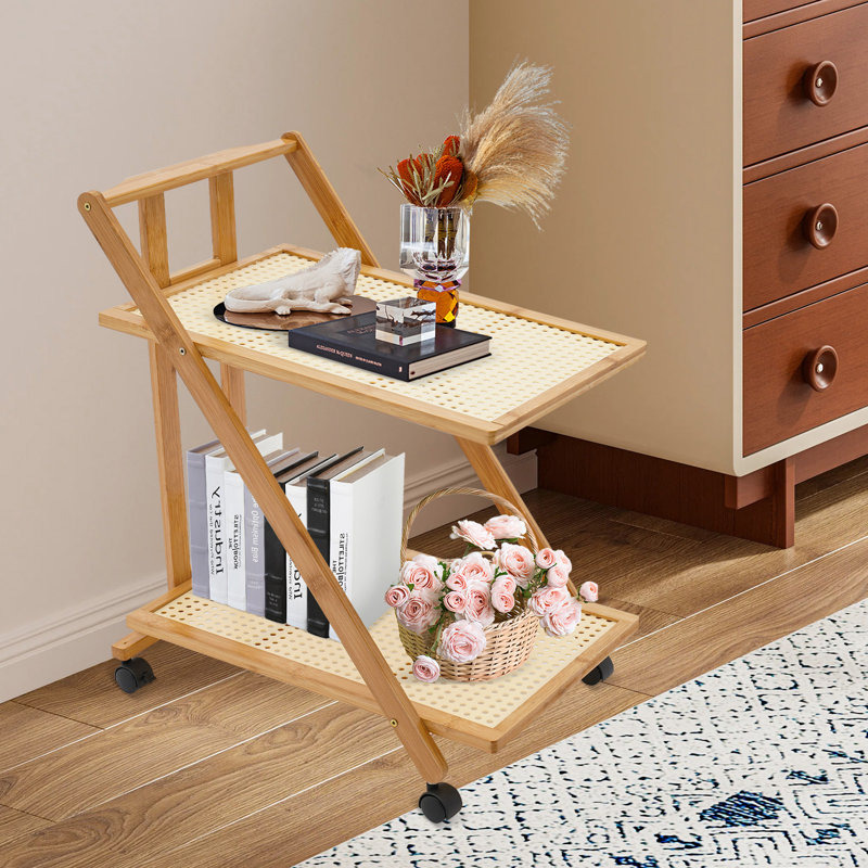 Support de rangement pliable à 2 niveaux, Couleur du bois