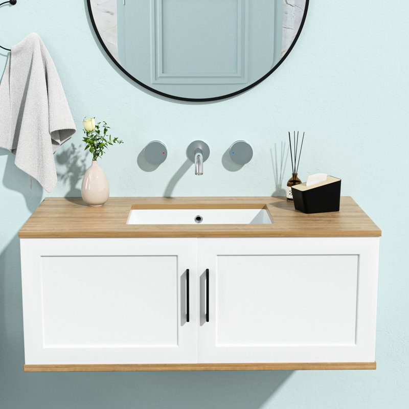 Lavabo encastré élégant en céramique blanche avec trop-plein - 19,5 po x 14 po, rectangulaire, teinté, pour divers environnements