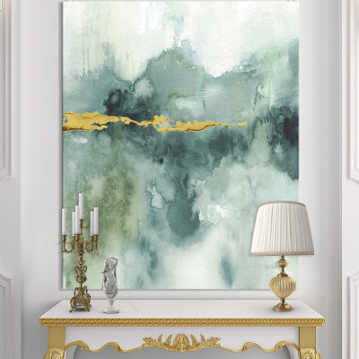 " Blue Watercolor Impression With Gold "