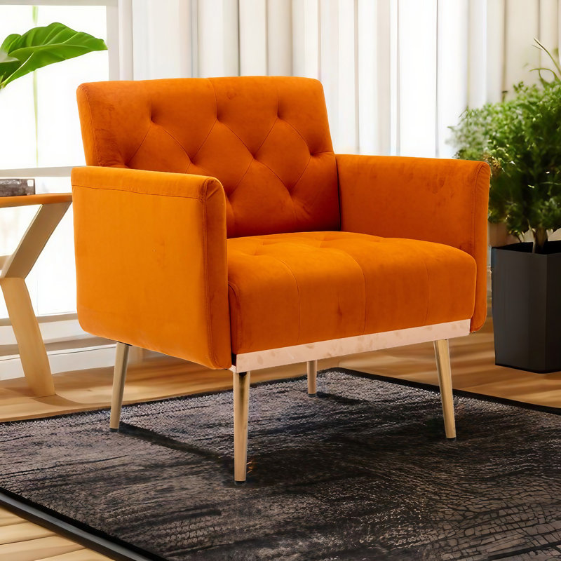 Gus Velvet Armchair, Orange