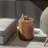 Modern Solid Wood End Table with Geometric Pedestal Base, Walnut Finish