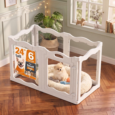 Clear Acrylic Dog Playpen Modular Indoor Puppy Exercise Pen with ,Non-Slip Base  for Everyday Pet Care