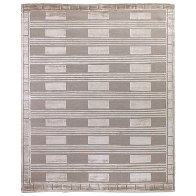 Metro-Velvet Geometric Area Rug in Light Brown/Gray