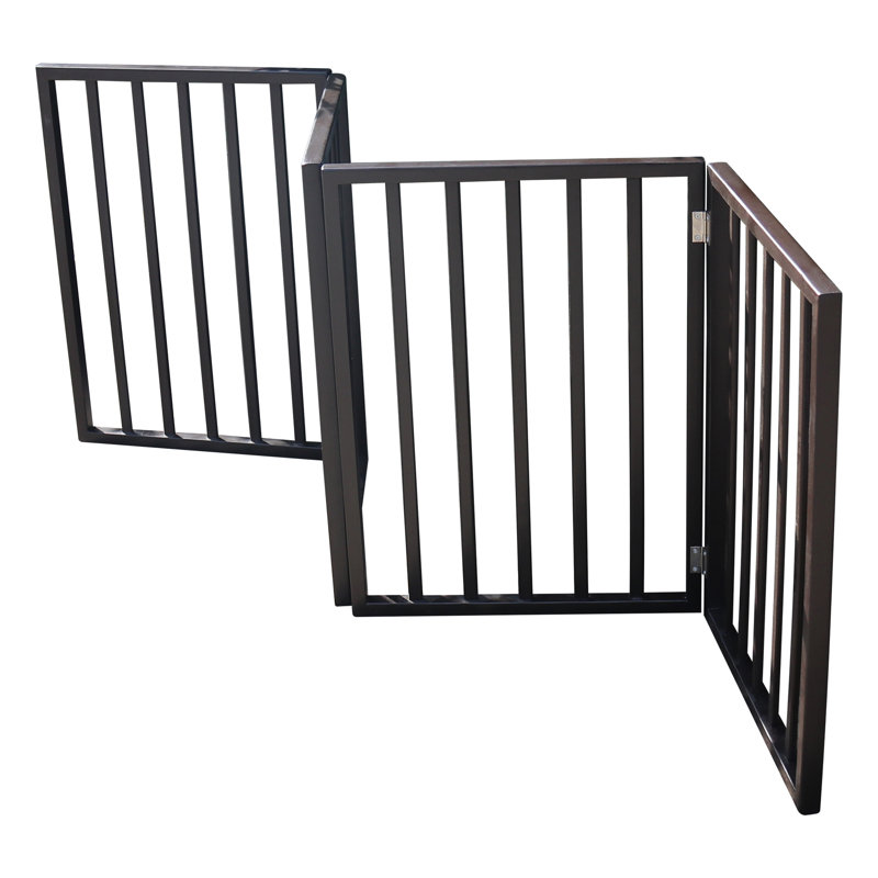 Dark Brown Solid Wood Pet Fence - Foldable For Easy Storage Home Barrier Wooden Gate Stylish And Functional Easily Moved Stored At