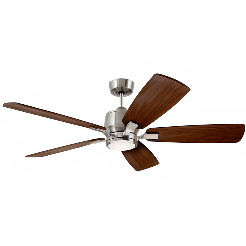 Ceiling Fan with LED Lights, Walnut, Brushed Steel, 62"