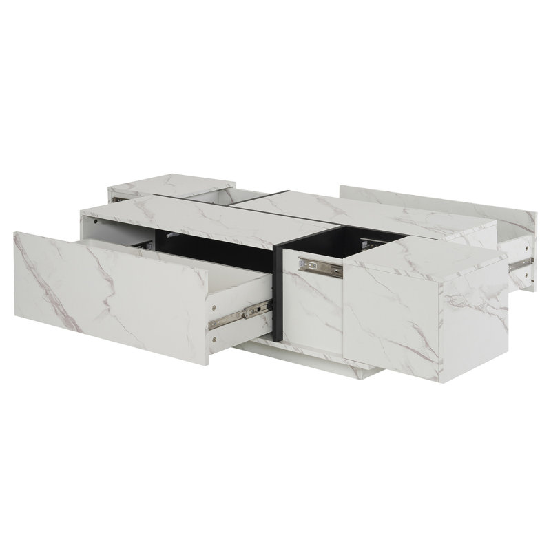 Table basse rectangulaire à plateau coulissant avec 2 tiroirs et 2 rangements cachés pour le salon 47,2 po