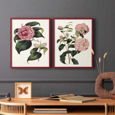 «Pink Floral Mix III» - reproduction encadrée de qualité supérieure - prête à être accrochée - aucun clou requis - aucun clou requis