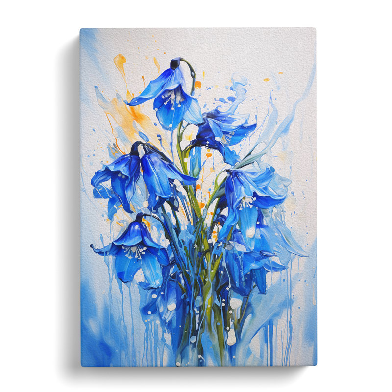 Bluebell Flower Action Painting No.2 - No Frame Print, 60cm H x 40cm W x 3cm D