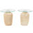 Magnesium Oxide Beige Side End Accent Table With Glass Tabletop Set